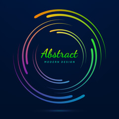 Poster - Circular line frame. Faded neon circle. Abstract halftone spinning pattern. Fading gradient wavy. Fades boarder for design prints. Geometric frames. Round fadew. Bight color ring. Vector illustration