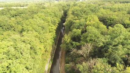 Canvas Print - Canal du nivernais à la Collancelle, vue aérienne en Bourgogne