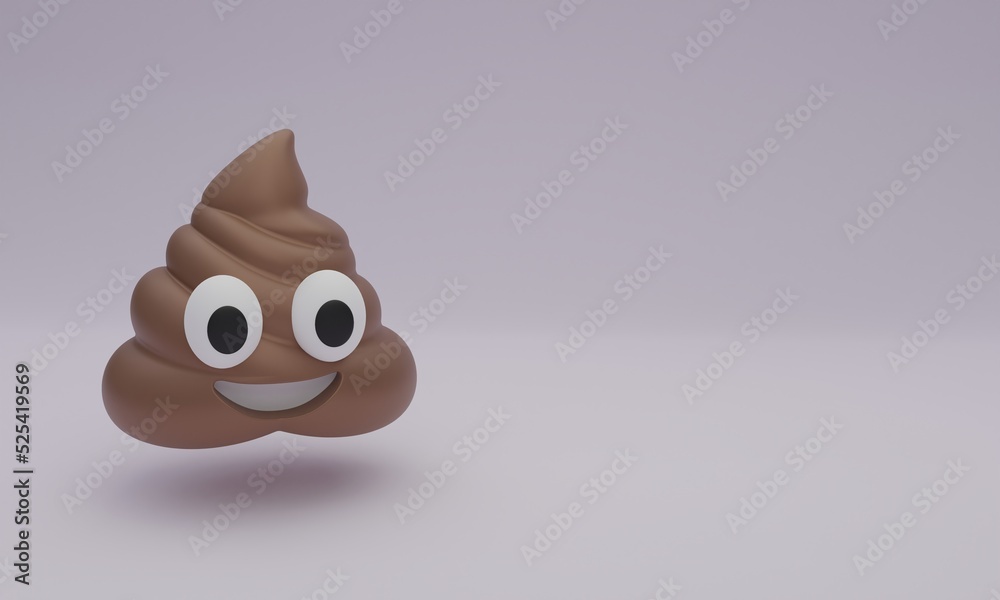 3d illustration, poop emoticon on light background ,3d rendering Stock ...