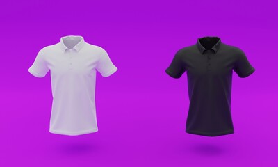 3d illustration, two collared shirts, fuchsia background, 3d rendering