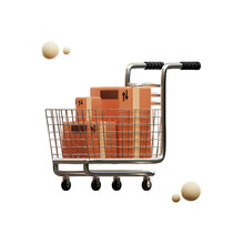 3d Rendering Of Package Box Delivery With Trolly