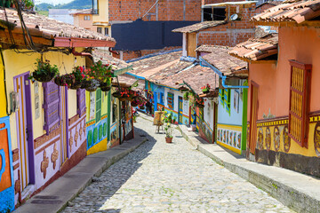 Wall Mural - colorful town of guatape in antioquia district, colombia.