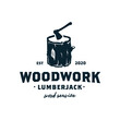 vintage retro woodworking lumberjack for wood service logo
