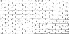 Vector White Brick Wall Seamless Texture. Abstract Architecture And Loft Interior, Background.