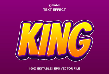 Poster - king text effect with orange color 3d style and editable