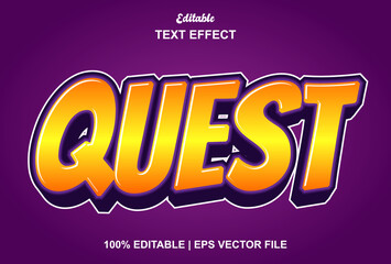 Wall Mural - quest text effect with orange color 3d style and editable