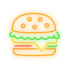 Burger Neon Signboard Icon