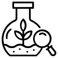 Sticker - Botanical research icon in linear style 