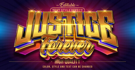 Wall Mural - Editable text style effect - Justice Forever text style theme.