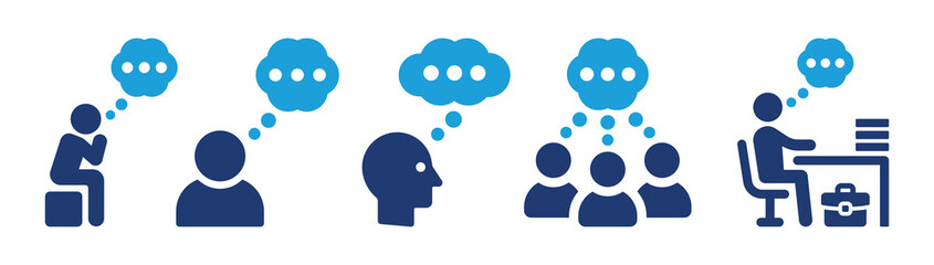 Aufkleber - Thinking icon set. Thought bubble symbol vector in graphic design illustration.
