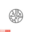 Circuit board icon. Simple outline style. Tech, microchip, circle, hardware, technology concept. Thin line vector illustration isolated on white background. Editable stroke EPS 10.