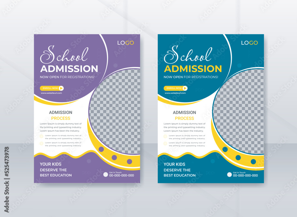 School Admission Flyer Design Template and brochure cover A4 size