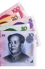 Wall Mural - Chinese money yuan isolated currency bills various transparent background photo PNG file