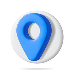 Poster - 3D Location Map Pin Isolated on White. Blue GPS Pointer Marker Icon. GPS and Navigation Symbol. Element for Map, Social Media, Mobile Apps. Realistic Vector Illustration