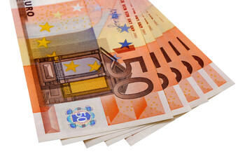 Wall Mural - Euro 50 fifty several banknotes fan shape isolated transparent background photo PNG file