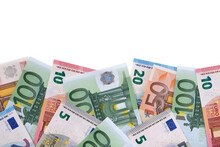 Border Of Various Different Euro Paper Currency Bills Isolated Transparent Background Photo PNG File