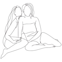 Wall Mural - Minimalist Monoline Lineart Women Illustration