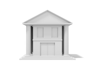 Poster - White administrative building with columns, bank, city hall on white background. 3d rendering.