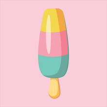 Illustration Of A Lollipop. Pink Ice Cream. Cone