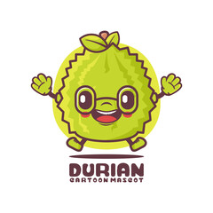 Wall Mural - Durian cartoon mascot. fruit vector illustration