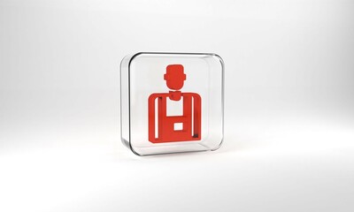 Poster - Red Seller icon isolated on grey background. Glass square button. 3d illustration 3D render