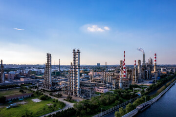 Aerial photography of large chemical plants