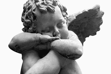 Fototapete - Fragment of an ancient statue of little beautiful angel