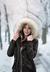 Portrait of a woman in winter