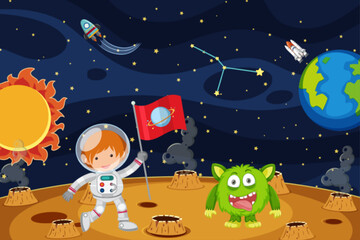 Wall Mural - cartoon space background template