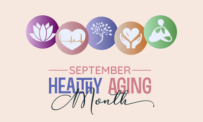 Wall Mural - Vector illustration design concept of healthy aging month observed on every september.