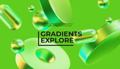 Fototapete - 3D background with gradient geometric shapes. Eps10 vector.