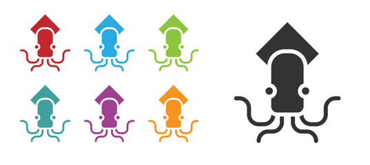 Wall Mural - Black Octopus icon isolated on white background. Set icons colorful. Vector