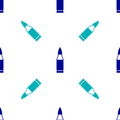 Wall Mural - Blue Bullet icon isolated seamless pattern on white background. Vector