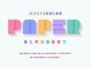 Poster - Paper folding abstract style alphabet design with uppercase, numbers and symbols