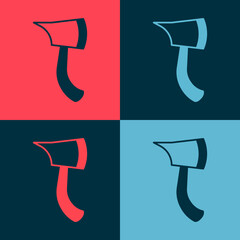 Wall Mural - Pop art Firefighter axe icon isolated on color background. Fire axe. Vector