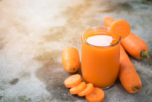 Fresh Carrot Juice, Carrot Healthy Drink, High Beta Carotene And Vitamin C, Orange Vegetable Smoothie