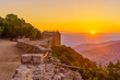 Sunset view of the medieval Nimrod fortress, Golan Height