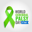Vector Illustration of World Cerebral Palsy Day. Ribbon
