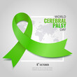 Vector Illustration of World Cerebral Palsy Day. Ribbon

