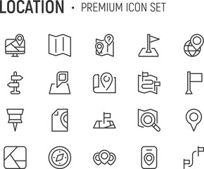Poster - Editable vector pack of location line icons.