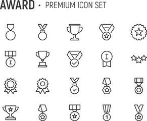 Poster - Editable vector pack of award line icons.