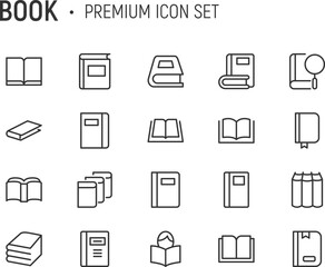 Poster - editable vector pack of book line icons.