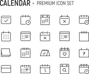 Poster - Editable vector pack of calendar line icons.
