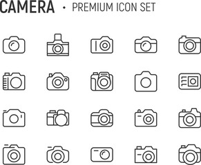 Poster - Editable vector pack of camera line icons.