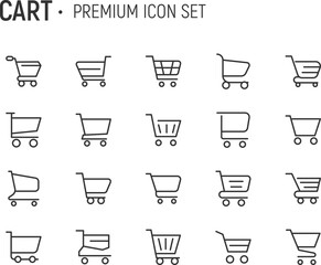 Poster - editable vector pack of cart line icons.