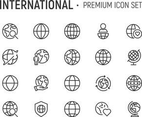 Poster - editable vector pack of internetional line icons.