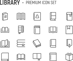 Canvas Print - Editable vector pack of library line icons.