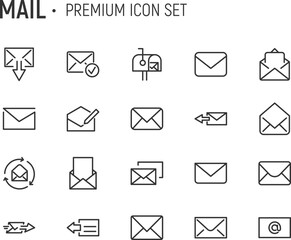 Poster - editable vector pack of mail line icons.