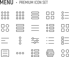 Poster - editable vector pack of menu line icons.