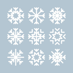 Wall Mural - white snowflakes collection. snow. snowflake winter icon. weather icons. editable color. vector illu